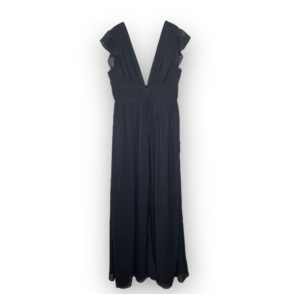 Lulus I'm All Yours Black Ruffled Maxi Dress Slit Women’s Size Large NWT - Picture 13 of 15